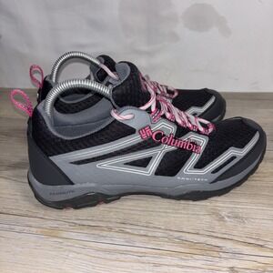 Columbia Womens 9.5 Black Grey Pink Pine Bluffs Omni-tech Waterproof Hiking Shoe